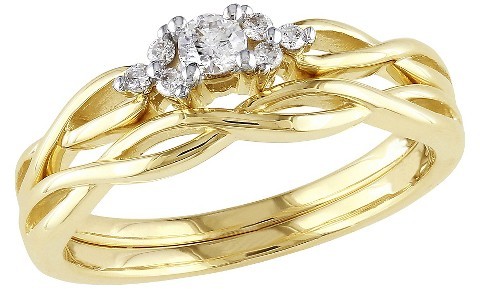 زفاف - 1/6 CT. T.W. Diamond Bridal Set in 10K Yellow Gold (GH) (I2-I3)