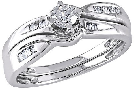 Wedding - 1/3 CT. T.W. Round and Tapers Diamonds Bridal Set 10K White Gold (GH) (I2-I3)