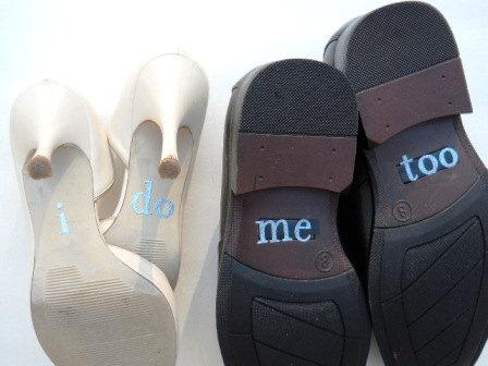 Wedding - His & Hers I DO Shoe Stickers in Blue I Do  and Me Too