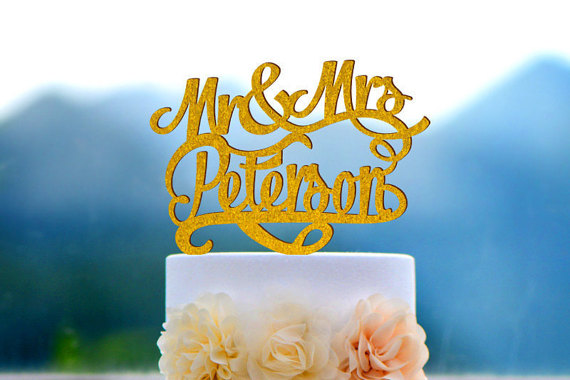 Wedding - Wedding Cake Topper Monogram Mr and Mrs cake Topper Design Personalized with YOUR Last Name 045