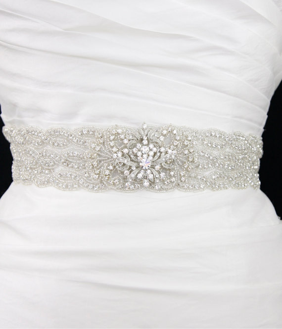 زفاف - Crystal beaded bridal sash belt- wedding sash