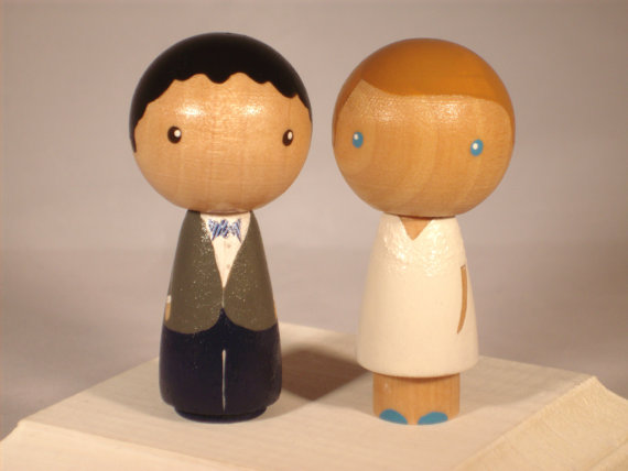 Wedding - Custom Kokeshi Wedding Cake Topper Kokeshi Doll Wedding Toppers Custom Cake Toppers