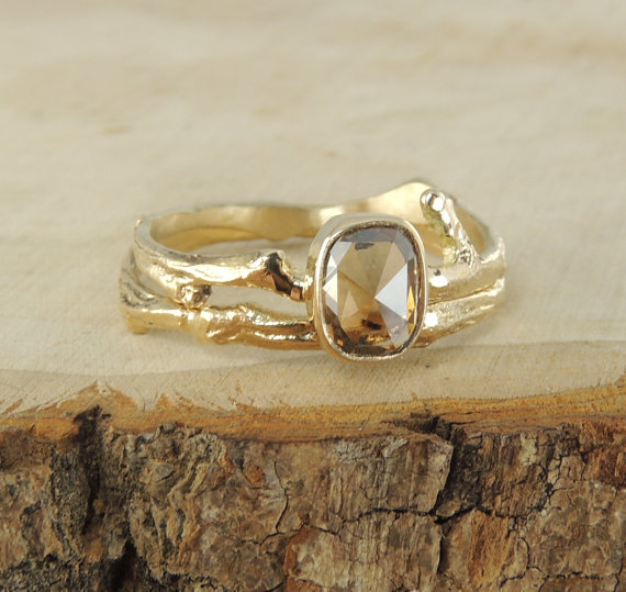 زفاف - Rose Cut Diamond Branch Engagement Ring