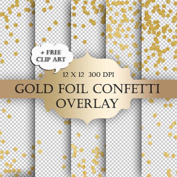 Mariage - Gold Foil Dot Confetti Digital Clip Art Overlay  - polka dot glitter metallic christmas transparent backgrounds scrapbooking invitations