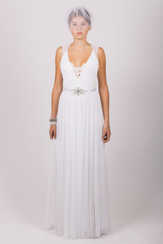 Wedding - Custom Make Wedding Dress - Open Back Lace Wedding Dress / Floor-length Bridal Dress / Lace Wedding Gown : IMOGEN Floral Lace Dress