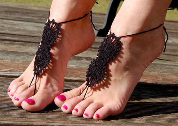 Hochzeit - Crochet Barefoot Sandals, Beach Shoes, Wedding Accessories, Nude Shoes, Yoga socks, Foot Jewelry
