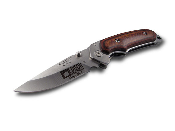 Wedding - Personalized Buck Hunting Knife with Rosewood Handle - engraved  folding Buck knife - groomsmen gift, birthday gift, Father's Day