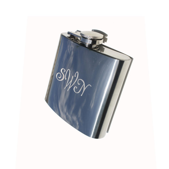 Hochzeit - Buy 2 Get 1 Free 6oz 8oz or 12oz Monogrammed Engraved FLASK Stainless Steel Chrome  Personalized Flask ENGRAVED Monogrammed bridesmaid