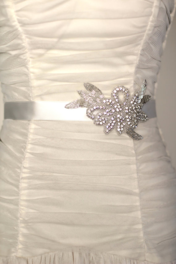 زفاف - Flora  wedding sash, bridal sash belt, bridal accessories, crystal belt sash