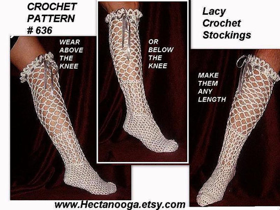 Hochzeit - CROCHET PATTERN - Lacy Long Stockings, knee highs, thigh high, slouchie, lace stockings, #636, crochet supplies, craft supplies