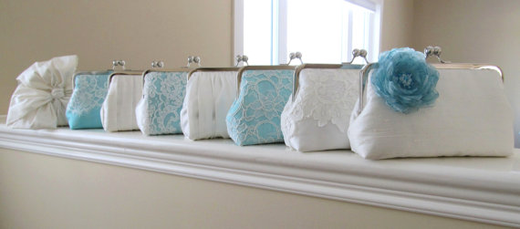 Wedding - SALE, 20% OFF, Mis Matched Bridesmaid Clutches Set of 8,Bridal Accessories,Wedding Clutch,Lace Clutch,Bridesmaid Clutch