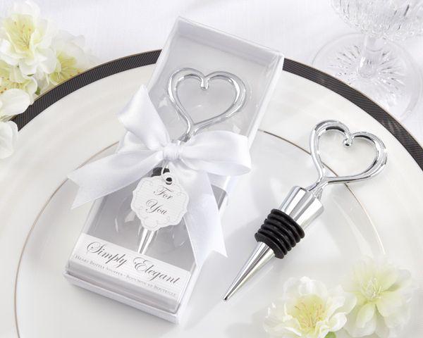 Wedding - “Simply Elegant” Chrome Heart Bottle Stopper