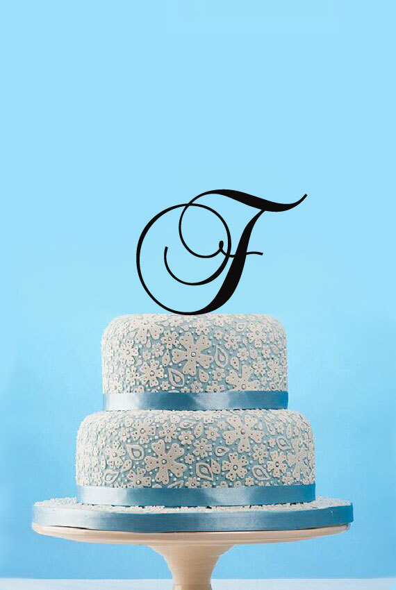 Wedding - Monogram initial wedding cake topper,Custom letter wedding cake topper,Letter F cake topper,unique initial cake topper,birthday cake topper