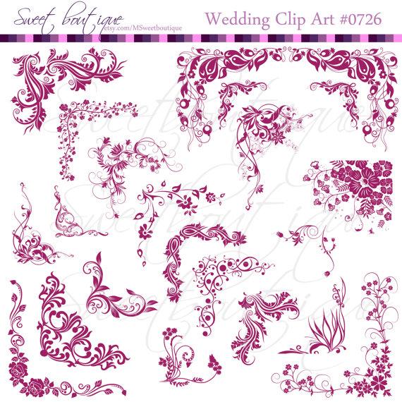 Hochzeit - PINK flower Digital Clipart Frames Clip Art Elegant Corners Cliparts Scroll Clip art INSTANT DOWNLOAD Buy 3 get 1 free clipart 0726