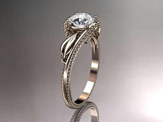 Свадьба - Unique 14kt  rose gold  engagement ring ADLR322