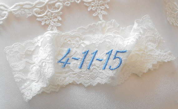 Mariage - CUSTOM for ROCHEL EMBROIDERED Wedding Garter Bridal Garter Floral Lingerie Stretch Lace Bridal Garter Single Garter