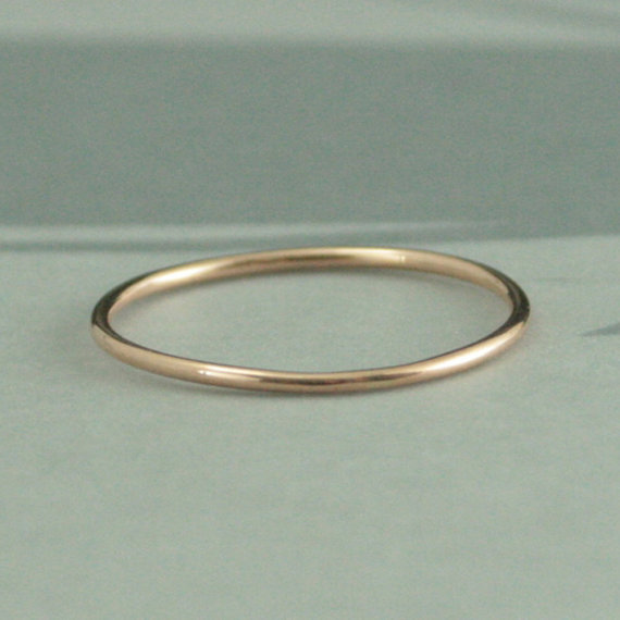 زفاف - Thin Full Round Rose Gold Band--1mm Round Stacking Ring--10K Rose Gold Ring--Rose Gold Spacer Ring--Rose Gold Women's Thin Wedding Band