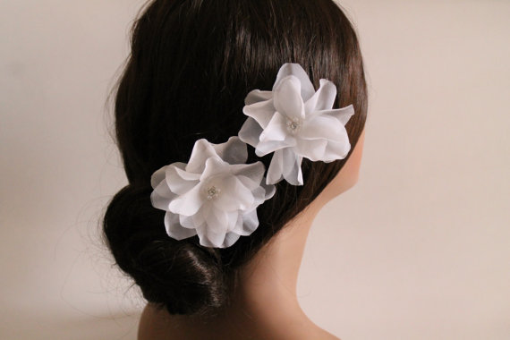 زفاف - Bridal Flower Hair Clip, Set of Two, Hair Fascinator, Wedding Bridal Flower Hair Piece with Pearls and Swarovski Crystals