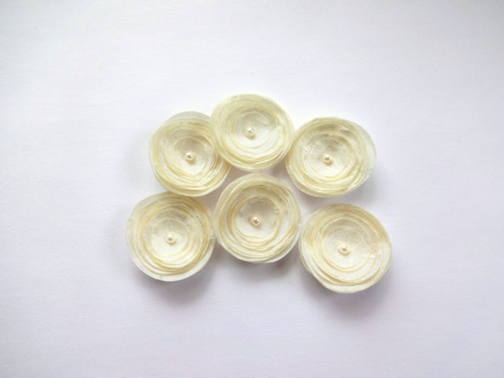 زفاف - Small Ivory Silk Poppies Embellishment