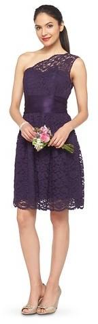 Свадьба - Women's Scalloped Lace One-Shoulder Bridesmaid Dress - TEVOLIO