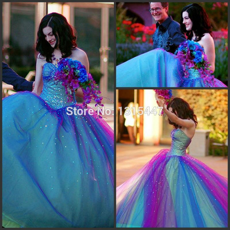 Mariage - New Arrival Sweetheart Beaded Custom Made Masquerade Ball Gowns Quinceanera Rainbow Purple Prom Dresses Gradual Bridal Gowns Online with $120.16/Piece on Hjklp88's Store 