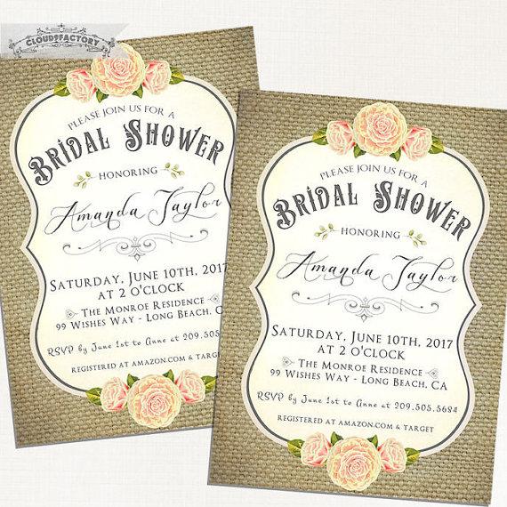 زفاف - Burlap Bridal Shower Invitations No.747