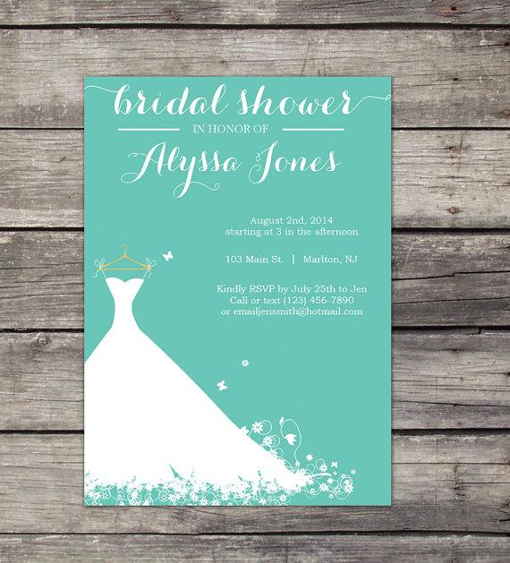 Mariage - WE PRINT Teal Bridal Shower Invitation Color 5x7 Printable Invitation Card Bridal Shower 104