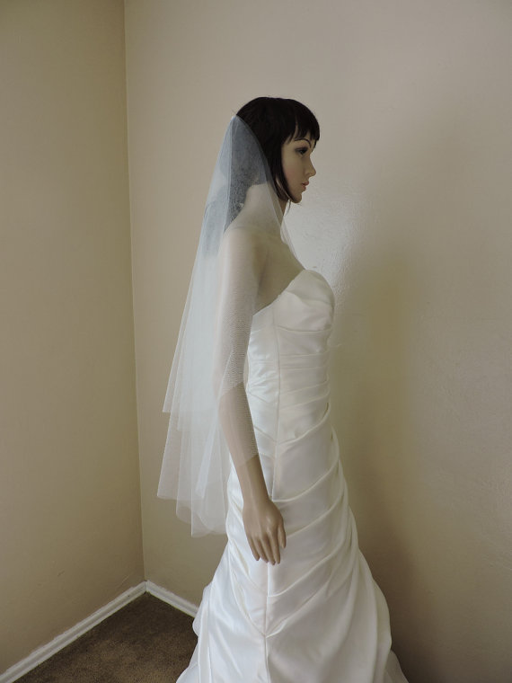 زفاف - Wedding Veil Double Simplicity Cascade Waist Cut Edge