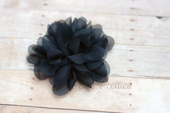 زفاف - Black Flower Hair Clip - Petal Flower- Flower Hair Clip - Alligator Clip - With or Without Rhinestone Center