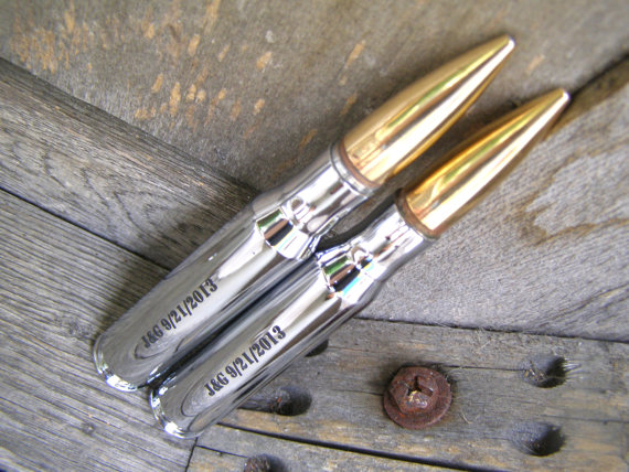 Hochzeit - Best Man Gift. 2 Chrome Engraved Groomsmen Gifts 50 Caliber Personalized Bottle Openers. Wedding Date or Name. Groomsmen Gift