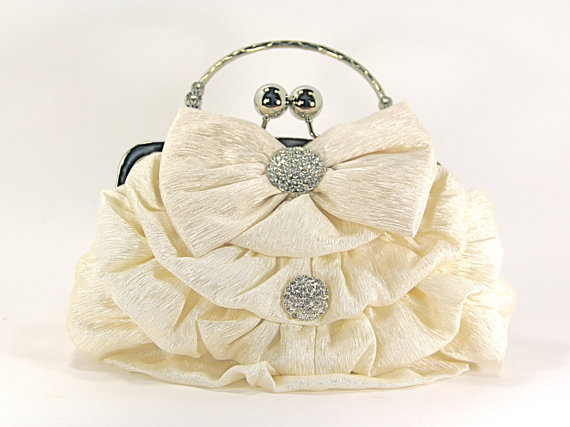 Mariage - Bridal Clutch, Wedding Clutch, Crystal Clutch, Vintage Inspired Evening Bag, Ivory Clutch, Bridal Bag