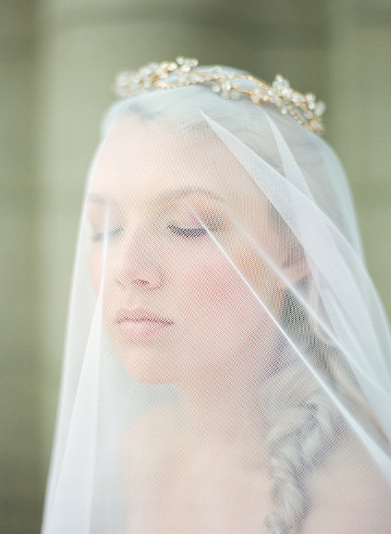Mariage - Gold Floral Bridal Headband FLORA, Gold Crystal Bridal Tiara, Crystal Flower Bridal Headband, Flower Tiara, Wedding Headpiece