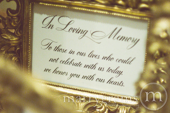 Wedding - In Loving Memory Sign Table Card - Wedding Reception Seating Signage - Family Photo Table Sign - Matching Numbers Available SS04