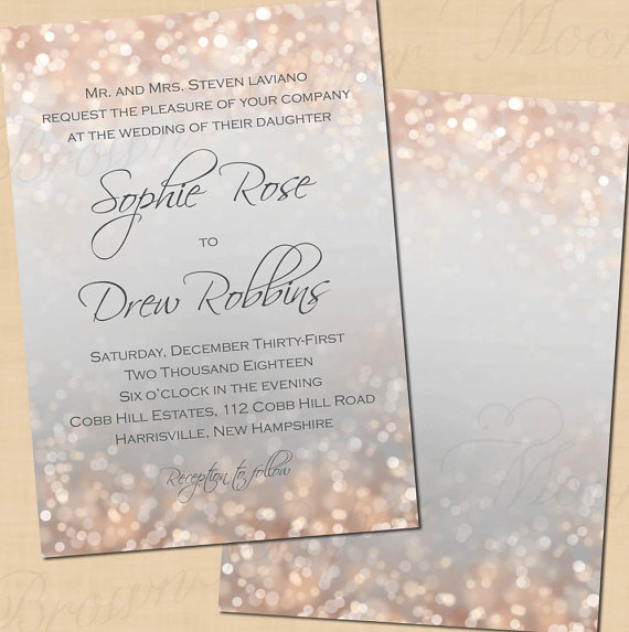 Mariage - Gray and Blush Shimmer Text-Editable Wedding Invitation: 5 x 7 - Instant Download