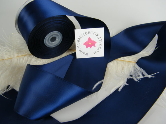زفاف - Navy Blue Satin Ribbon 