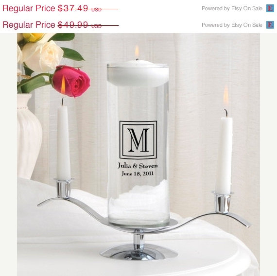 Hochzeit - Glass Wedding Candle Vase - Personalized Unity Candle - Floating Candle (377)