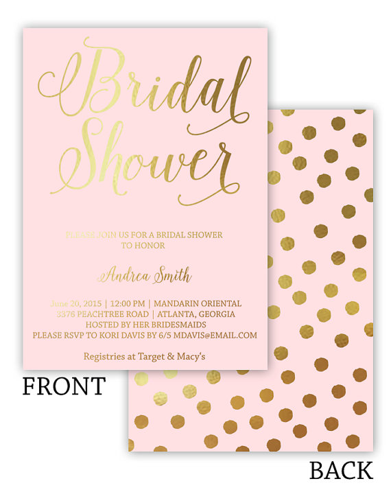 Mariage - Bridal Shower Invitations Gold - Real Gold Foil or Silver Foil - Wedding Shower Invitations - you pick the colors!