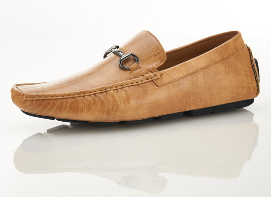 زفاف - Men's Genuine Leather Beige Horsebit Driver Loafers shoes