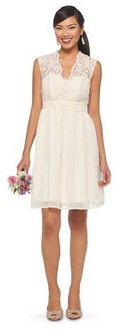 Wedding - Women's Scalloped Lace/Chiffon V Neck Bridesmaid Dress w/ Back Cutout - TEVOLIO