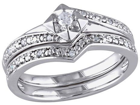 Wedding - Allura 1/10 CT. T.W. Diamond Bridal Set in Sterling Silver (GH) (I2-I3)
