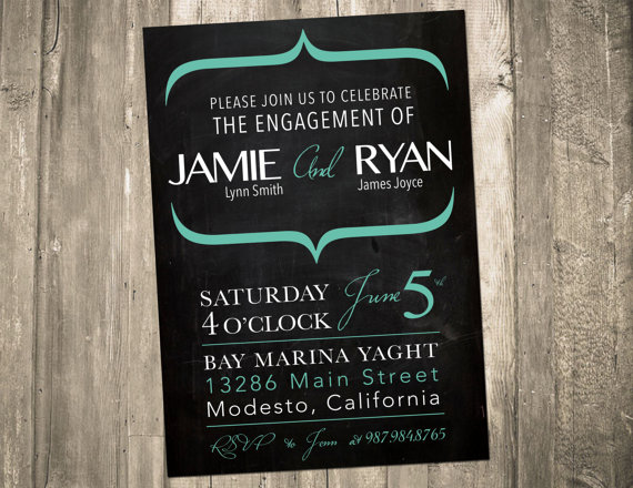 Hochzeit - Engagement Party invitation - Chalkboard Engagement Invitation - PRINTABLE