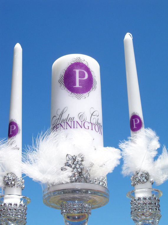 Wedding - Pretty in Purple..................Unity candle and holder set