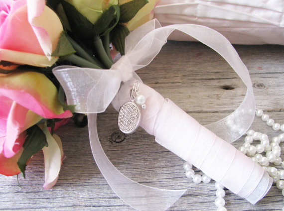 Wedding - Pave Crystal Bouquet Locket, Sterling Silver Brides Locket