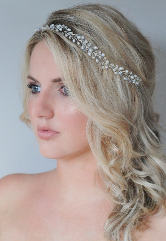 Wedding - Freshwater Pearl Wedding Hair Accessories, Bridal Headband, Pearl crystal Bridal Wreath, Freshwater Pearl Halo, Freshwater Pearl Headpiece