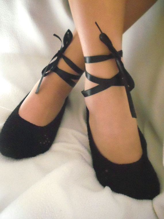 زفاف - Wedding Dance shoes Woman crochet home slippers wedding party black