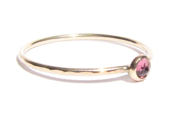 Wedding - Pink Tourmaline & 14k Solid Gold Ring - Stacking Ring - Thin Gold Ring - Engagement Ring - Gemstone Ring - MADE TO ORDER in your size.
