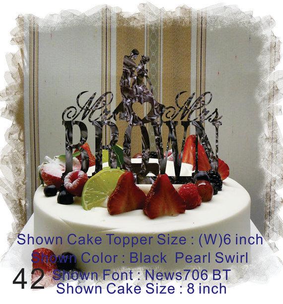 Hochzeit - Silhouette  Cake Topper , Monogram Cake Topper Mr and Mrs  With Your Last (Family)Name  - Handmade Custom Wedding Cake Topper