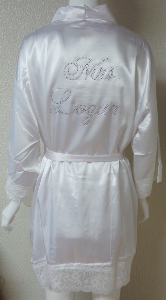 Wedding - Mrs. / Last Name Robe. Personalized Robe. Personalized Last Name Robe. Bridal Gift. Customized Mrs. Satin Robe.