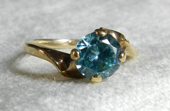 زفاف - Engagement Ring, Antique 1 Ct. Topaz Alternative Engagement Ring, Alternative Engagement Antique Ring, December Birthstone
