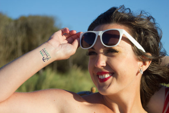 زفاف - Beach Bachelorette Tattoos, Last Sail Before the Veil, Pack of 15 Custom Tattoo Bachelorette Party Favors